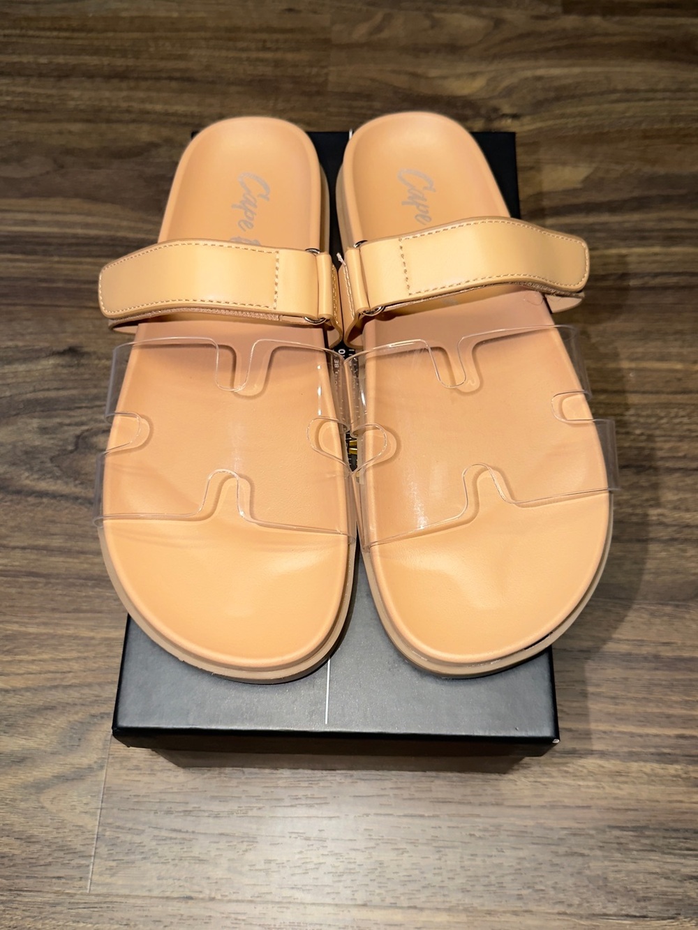 Cape Robbin Peach Men's Slide Sandals with Clear Strap